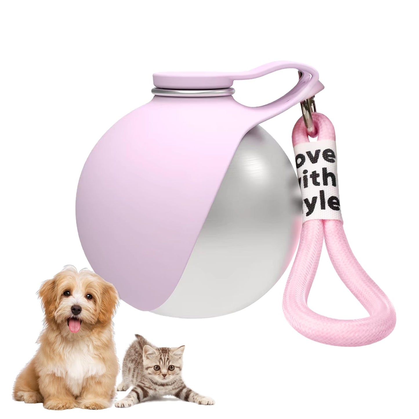 2in1 Portable Dog Water Bottle Portable,10oz Stainless Steel Leak Proof Pet Water Bottle Portable Dog Water Bottle Silicone Bowl,Outdoor Travel Water Bottle for Dogs Walking Hiking Camping, Blue